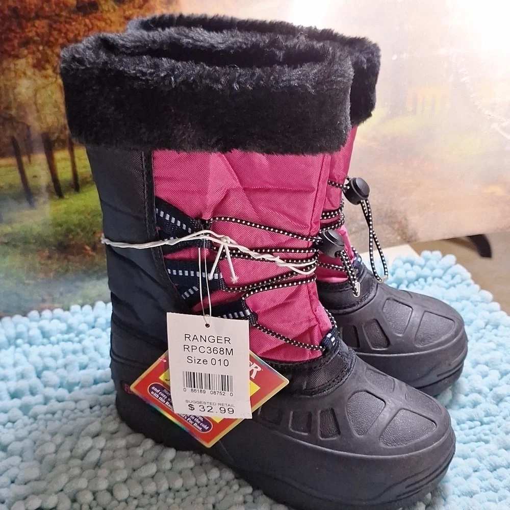 NWT Ranger pac boots size 1 all-weather boots black/pink girls